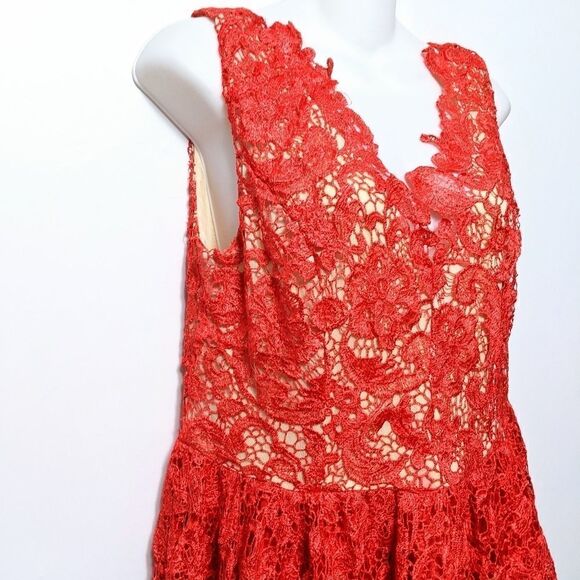 NWT CLOCOLOR Coral Lace Party Midi Dress XL - Picture 2 of 8